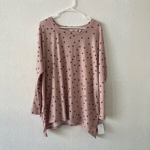 Soft Surroundings Top Womens Large XL Polka Dot Tunic Light Pink Rayon Blend